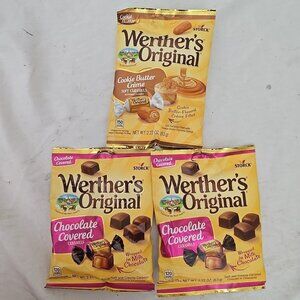 3 PACK STORCK Werther's Caramel Chocolate Covered Cookie Butter Creme Bag 2.2 oz